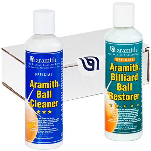 Aramith Bundle Of 2 Items Billiard Ball Cleaner & Aramith Billiard Ball Restorer 8.4 Fl.oz. Bottles #TOP5