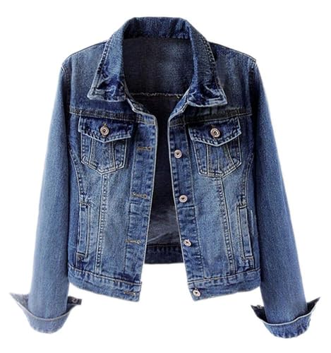 Kedera Womens Basic Button Down Vintage Black Long Sleeves Denim ...