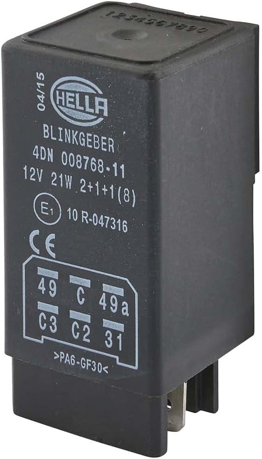 HELLA - Flasher sensor - 12V - 6-pin - with holder - 4DN 008 768-117