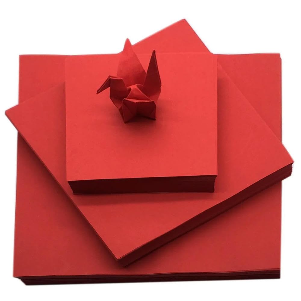 QXDZSW 200 szt. czerwony origami ręcznie robiony papier pakowy dwustronny ciemnoczerwony origami serce kwadrat origami scrapbooking papier rzemieślniczy