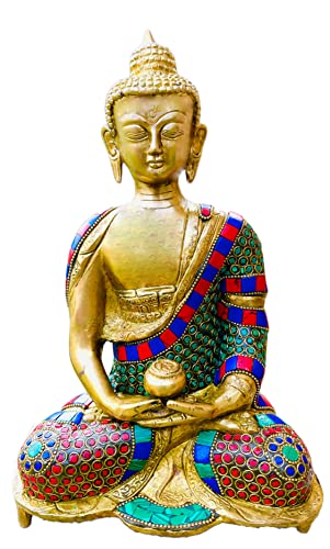 Qt S Buddha Brass Statue Stone Finish Meditation (No-25) H 11 Inch Dhyana Mudra Tibetan Buddha Antique Idol For Peace Meditation & Protection - Siddhartha Sculpture Handmade In Nepal #TOP4
