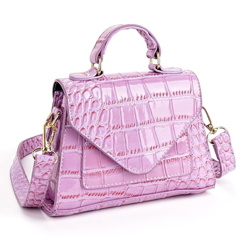 Small Crossbody Bags for Women, Vegan Leather Crocodile Pattern Mini Purse, Trendy Clutch Top Handle Shoulder Handbag