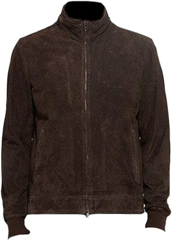 Classyak Mens Fashion Bomber Grey Suede Leather Jacket