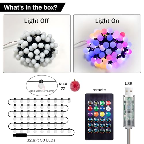 Super Rgb JG-008-2 Outdoor String Lights, 33Ft Patio Lights With Dimmable 50 Globe Rgb Led Bulbs thumb #4