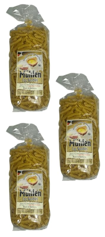 Muhlen Spirals Egg Noodles 500g (3 Pack) - Quality Pasta For Delicious Homemade Recipes - Made With Fresh Eggs - Ideal For Spaghetti, Soups, And Stir-Fry Dishes - Easy And Quick Cooking Option