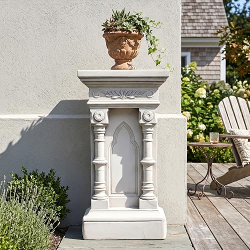 Christopher Knight Home 22.24"H Plant Stand Outdoor, Lightweight MGO Garden Decor Pedestal Stand, Indoor Plant Stand for Patio Entryway Yard, Small Plant Stands Column Side Table, No Assemly, White by Christopher Knight Home - Used condition - US$88.45