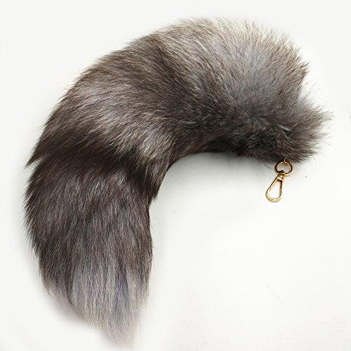 Foto von KONAMO Fuchsschwanz Anhänger Echtfell Foxtail Fuchschwanz Antenne Extra Groß Schlüsselanhänger Tasche Zusätze Tasche Anhänger Auto Dekoration Weich Flaumig etwa 40cm