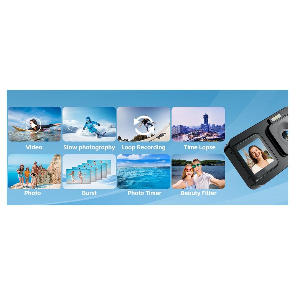 Ideale per Vlogging e Fotografia - Fotocamera Digitale 5K 80MP con Doppio Schermo, Zoom 18X, Tecnologia Anti-Vibrazione