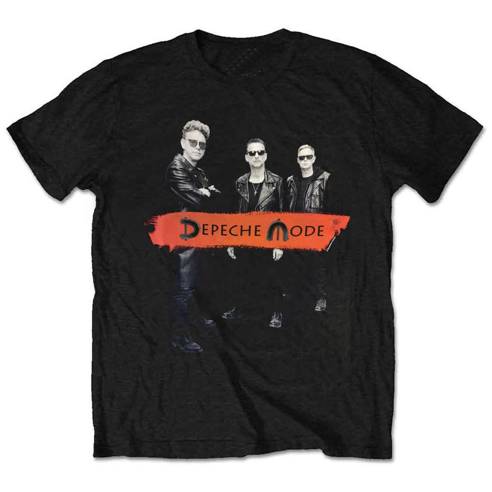 Rock Off Officially Licensed Products Men's Black Depeche Mode Band Photo Global Spirit Tour T Shirt S
