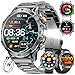 Smartwatch Herren mit 1000mAh Großer Akku, Taschenlampe, Bluetooth-Anruf, 1.7'' Fitnessuhr mit 110+ Sportmodi, Herz- & Schlaftracking, Wasserdicht für iOS/Android, 3 Armbänder + 2 Ladegeräte,EF18-A