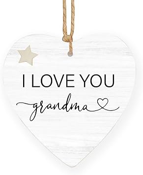 Gifts for Grandma,Grandma Wooden Heart Hanging Ornament, Grandma Ornament for Christmas Tree,Grandma Gifts for Christmas, Grandma Gifts from Grandkids, I Love You Grandma 675
