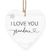 Gifts for Grandma,Grandma Wooden Heart Hanging Ornament, Grandma Ornament for Christmas Tree,Grandma Gifts for Christmas, Grandma Gifts from Grandkids, I Love You Grandma 675