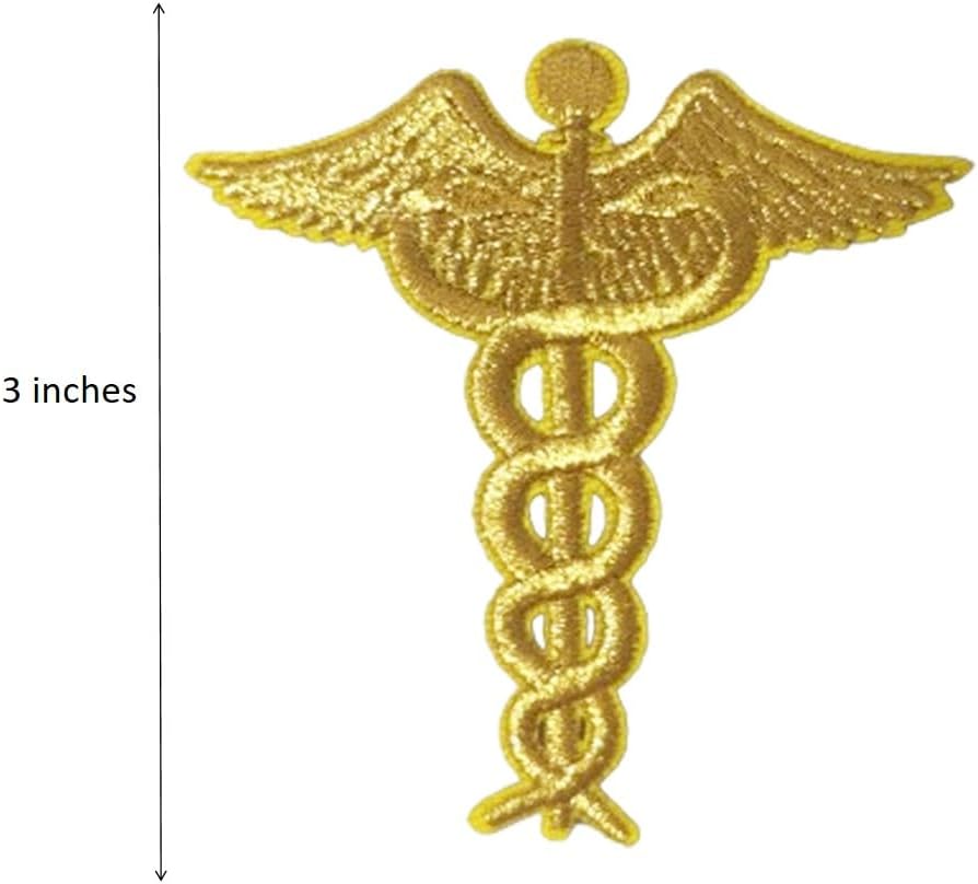3 Pack Caduceus Doctor Nurse EMT Paramedic Medical Symbol Embroidered Iron On Patches