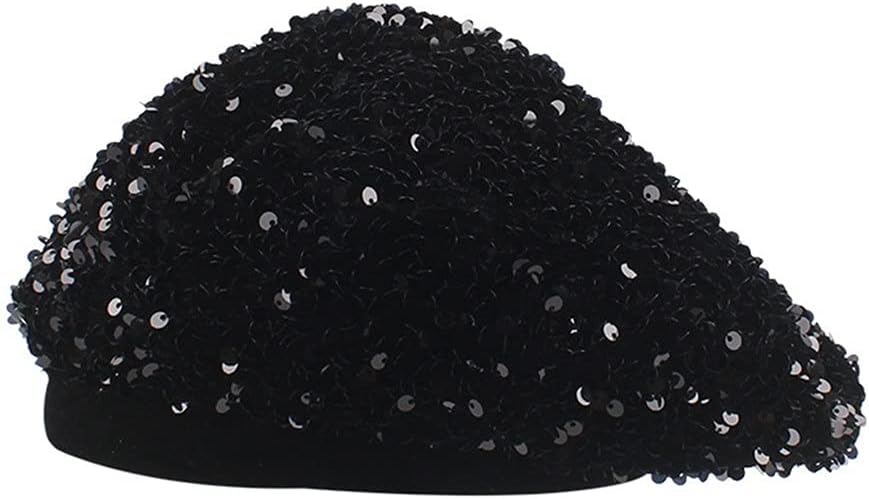 Ladies Sequin Berets Caps for Women Hand-Stitched Shining Embroidery Painter Hat Colorful French Cap