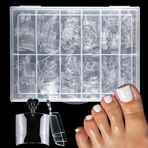 LuckForever 240pc Fake Toenail Soft Gel Toe Nail Tips Clear French Toenail