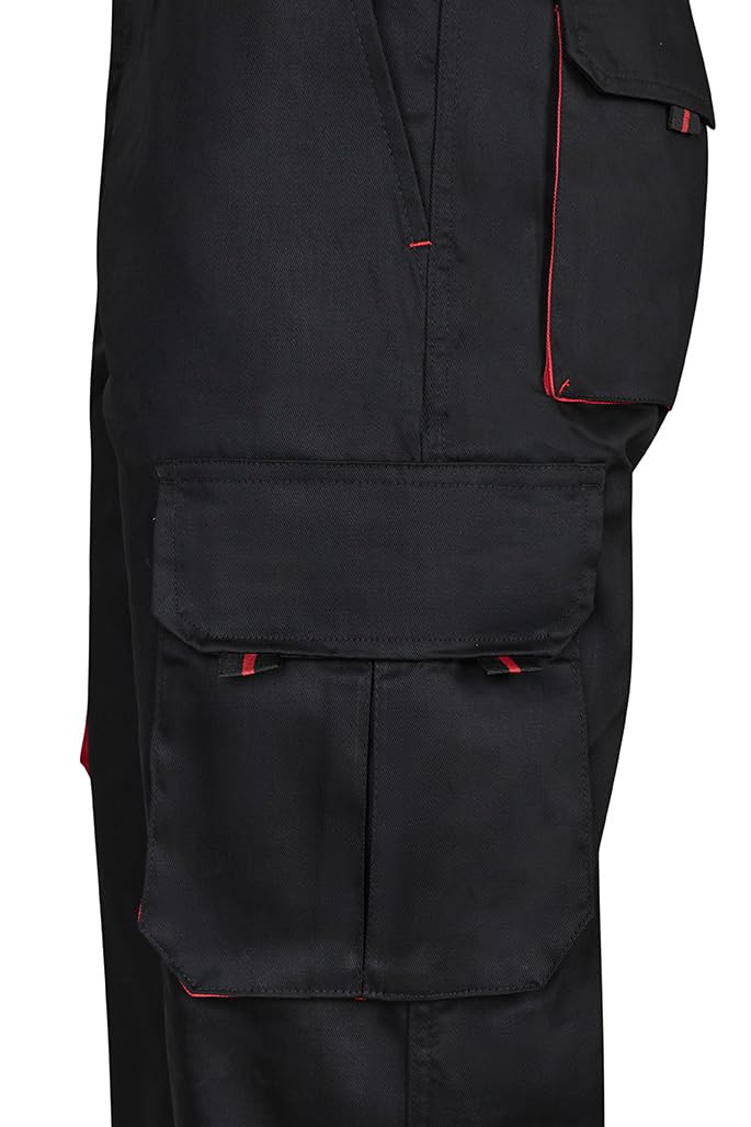VELILLA 103004; Pantalón Bicolor Multibolsillos; Color Negro y Rojo; Talla 44