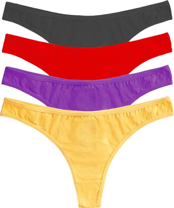 Shapyfit Women's Viscose Cotton Lycra G-Staring Thong Panties Combo Pack of 4 | Thong Panty for Women Sexy | Panty Set for Women-image-19