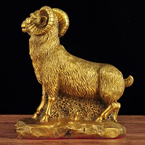 Sculpture Decor All Copper Sheep Ornament Statue Living Room Decoration Hotel Crafts