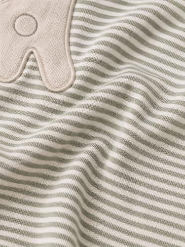 Image of TuddyBuddy Baby Cotton Wearable Quilted Sleeping Bag Blanket 1.5 Tog with 2 Way Zipper Closure | Ideal for Babies & Kids Hypoallergenic Fabrics | (Green Stripes 3D Dino, 0-6 Months)