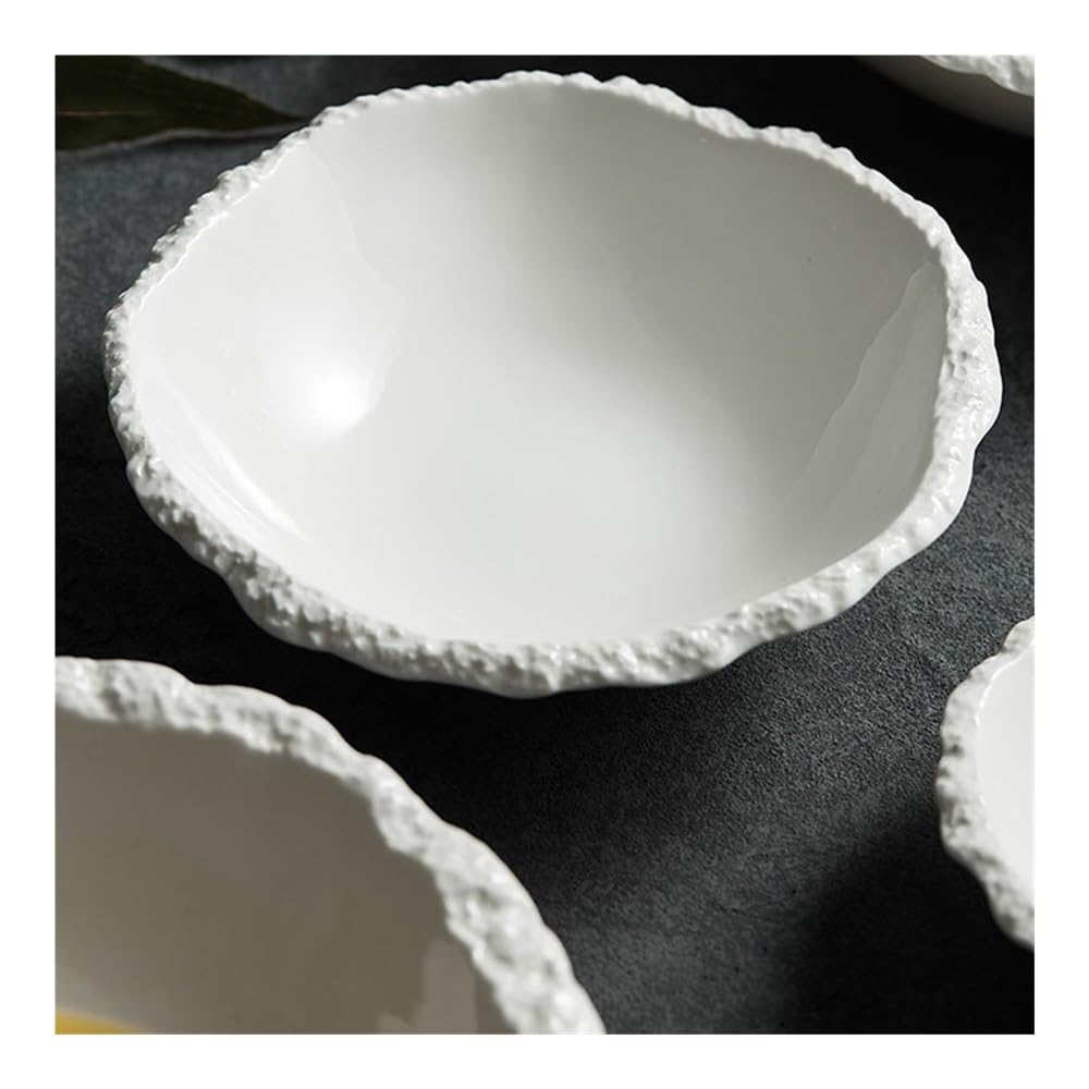 Talerz Jadalniczy, Prosta biała miska ceramiczna o teksturze skały - talerz obiadowy z zupą, sałatką i makaronem(26cm)