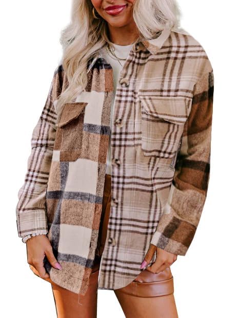 Image of Womens Corduroy Button Down Shirts Color Block Long Sleeve Blouses Tops Jackets
