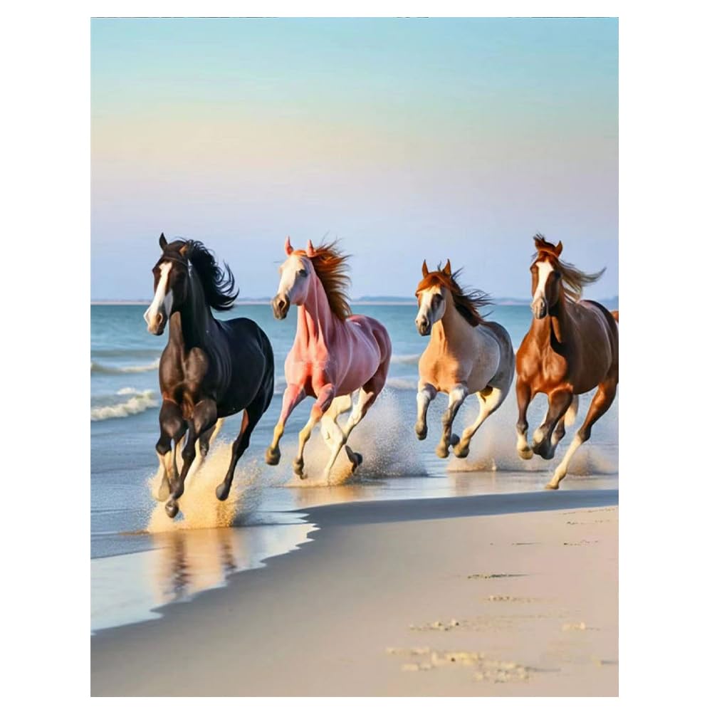 DCIDBEI Painting by Numbers Horses 40 x 50 cm Diamond Pinting Jumping Horse Diamond Painting Adult Horses Round Stones Diamond Painting Horse Square Stones Craft Horses