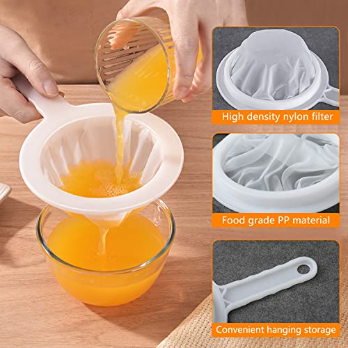 Kitchen Ultra-Fine Nylon Mesh Strainer 5.51 Inch, Plastic Sieve Fine Mesh With Handle Kitchen Tool For Soy Milk, Coffee, Milk, Yogurt, Juice,Tea Leaf Filter, Honey, Wine (400 Mesh) #TOP1