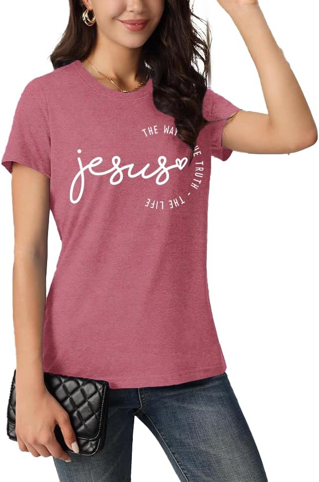 Christian Shirts for Women Jesus Shirt Inspirational Short Sleeve - Image 2