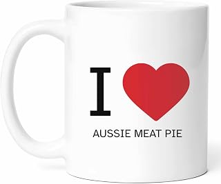 I Love Aussie Meat Pie Mug - Savory Pastry Coffee Cup - Funny Gift From - Dish Tea Mugs - Lover Cups - 11 Oz Ceramic Gifts For Australian Cuisine Fans, Birthday, Him, Her, Christmas, Picnic, Culinary