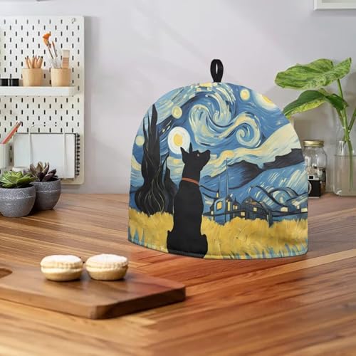 Image of Tea Pot Cover Starry Night Dog Print Teapots Cosy Insulated Tea Cozies Home Kitchen Decoration Teapot Dust Cover Warming Tea Kettle Quilt Creative Gifts for Party