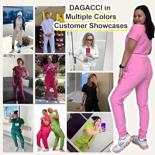 Image of Dagacci Scrubs Medical Uniform Women and Man Scrubs Set Medical Scrubs Top and Pants