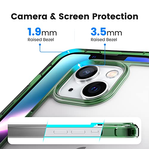 Image of Mkeke for iPhone 14 Case for iPhone 13 Case Gradient Black-Green Shockproof Bumpers Cases for iPhone 13 /14