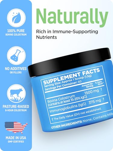 Image of Bovine Colostrum Powder of IgG & IGA Grass-Fed Unflavored 3.17 Oz