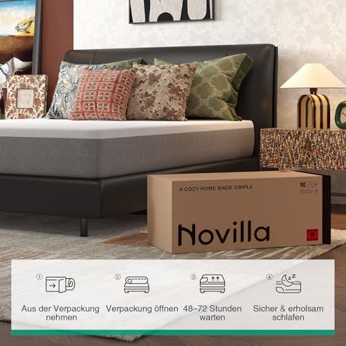 Novilla Matratze 140x200, Höhe 18 cm 7-Zonen Gel Memory Schaum Kaltschaummatratze für Jede Schlafposition, Härtegrad H3 Öko-Tex Zertifiziert, Atmungsaktive Rollmatratze mit Bezug abnehmbar & waschbar