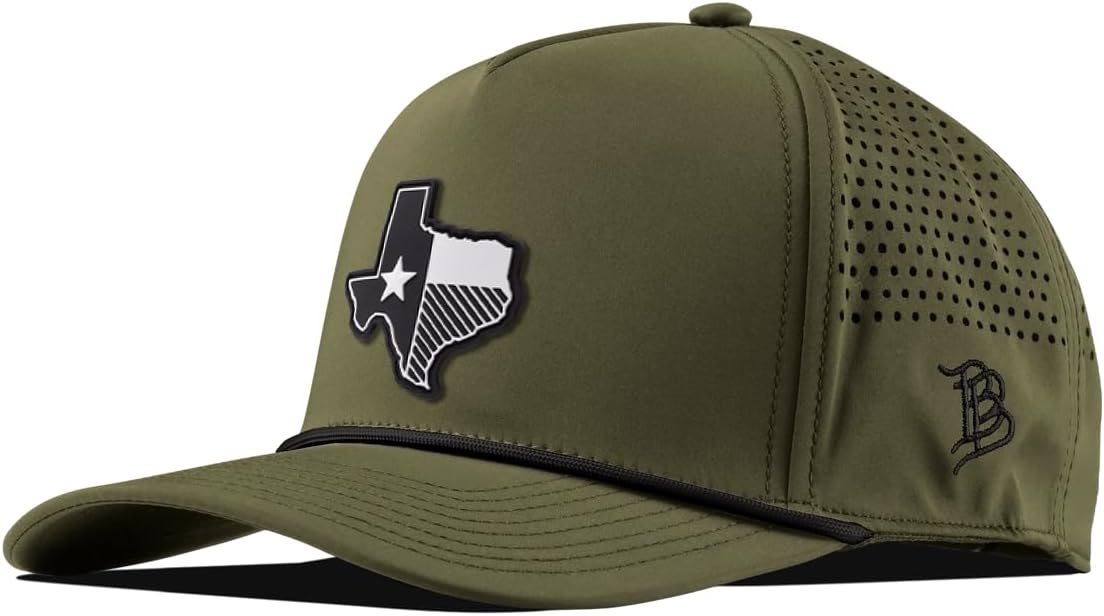Branded Bills Texas Vintage PVC Curved 5 Panel Rope, Snapback Closure, Lightweight, Comfortable Baseball Cap