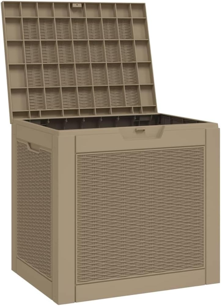 Patio Storage Box Light Brown 21.9"x16.9"x20.9" Polypropylene, Patio Storage Boxes