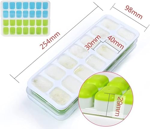 4 Pack Silicone Stackable Ice Cube Trays, Reusable Flexible Silicone Ice Cube Trays With Spill-Resistant Removable Lids, Easy Release Ice Maker Tray - Easy To Use & Dishwasher Safe (Blue) #TOP5