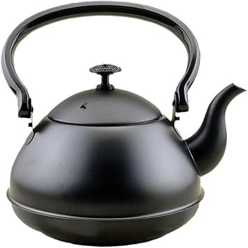 Stainless Steel Black Kettle Household Flat Restaurant with Filter Retro Teapot