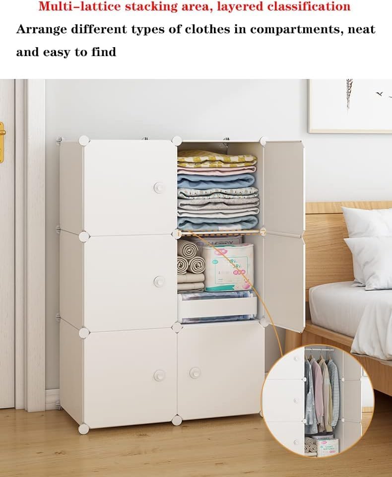 Image of 8-Door Kids Plastic Wardrobe for Clothes | Baby Almirah Plastic Cupboard for Storage | Collapsible Foldable Kids Cupboard Organizer with Shelves for Toys & Clothing (HJ1 - White, 6-Door)