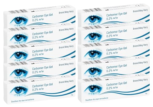 Medicom Carbomer 0.2% Eye Gel 10g Pack of 10 Hydrating Nighttime for Dry Eyes Lubricating Gel Drops for Tired Soothing Relief from Itchy Irritated Sensitive| Brand May Vary | SterlingSquare