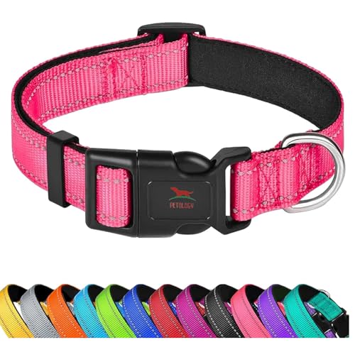 Image of Petology Reflective Adjustable Dog Collar for X-Large Dogs (50-60 cms) | Soft Neoprene Padded Nylon Pet Collar with Safe & Quick Release Buckle | Comfortable, Lightweight & Durable
