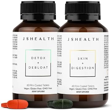 JSHealth Vitamins Digestion Support - Includes Detox + Debloat Liver Health Formula & Skin + Digestion Supplements - Virtual Bundle