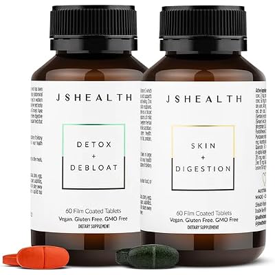 JSHealth Vitamins Digestion Support - Includes Detox + Debloat Liver Health Formula & Skin + Digestion Supplements - Virtual Bundle