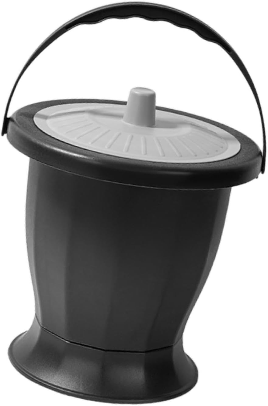 Spittoon with Lid, Portable Bedpan Night Commode Bucket, Household Potty Pee Bucket Pot for Kids Adults Travel Elderly, Gray Lid
