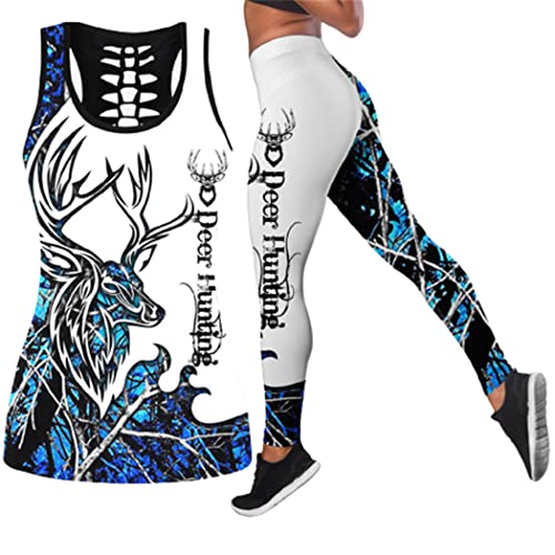 Gilet sexy rose pour femme ensemble 2 pièces avec legging de yoga imprimé 3D XL