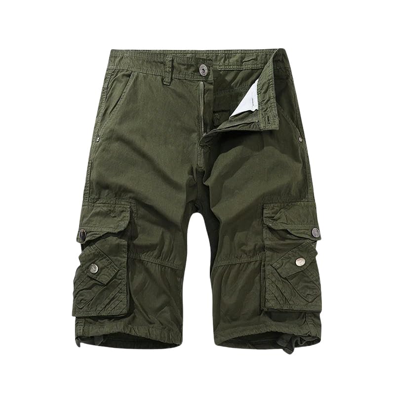Short d'été en coton homme avec poches et boutons en couleur unie