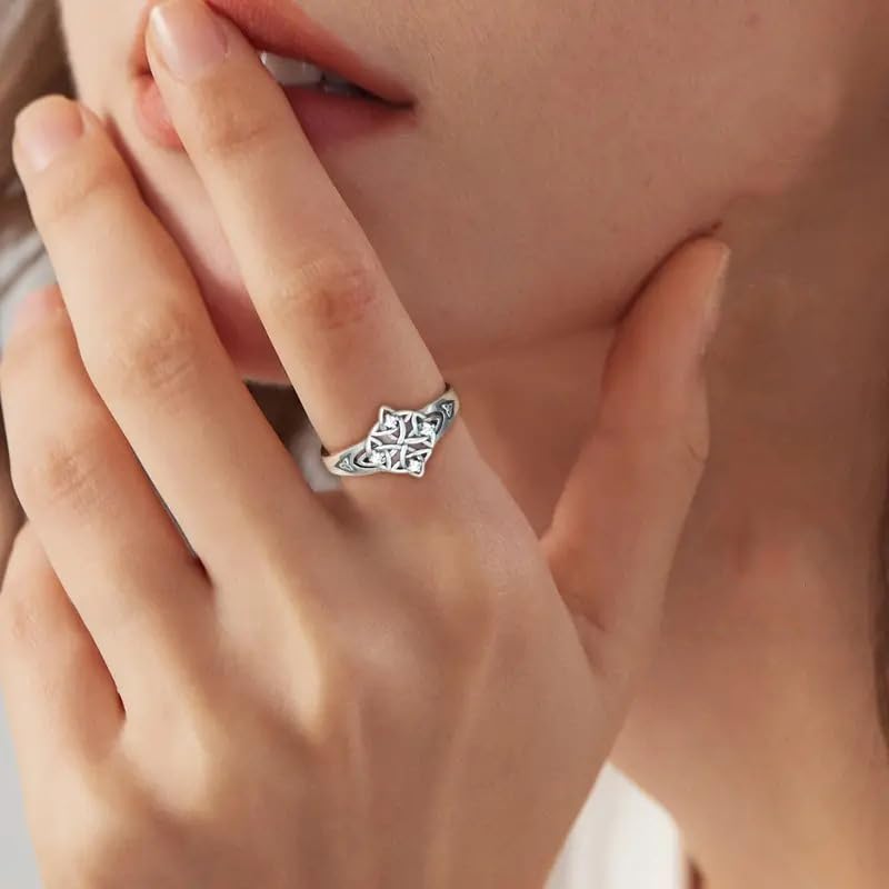 Vintage 925 Silver Plated Plain Classical Celtic Love Knot Wedding Rings for Women,Promise Anniversary Ringceltic Princess Cut Cubic Zirconia Solitaire Engagement Rings for Women's 10#4