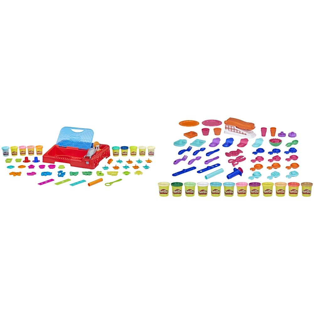 Photo 1 of Play-Doh Grab 'n Go Activity Center, with Over 30 Tools and 10 Cans, Kids Arts and Crafts & Kitchen Creations Fun Factory Playset, Arts and Crafts Toy for Kids 3 Years and Up with 12 Cans and 42 Tools Playset + Playset, 12 Cans and 42 Tools