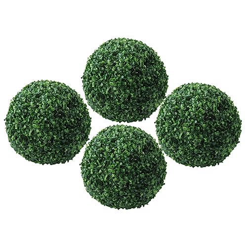 DOITOOL 4 pcs Simulated Milano Ball Hanging Topiary Ball Grass Topiary Ball Garden Topiary Spheres Lifelike Plants Ball Green Ball Plastic Topiary Ball Round Eucalyptus Silk Flower