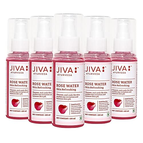 Image of Jiva Rose Water Plain 100ml | Multipurpose Toner Hydrates, Freshens & Tones Skin & Cleanses Dirt & Toxins | Maintains Skin's Natural pH | Ideal For All Skin Types (Pack of 5)